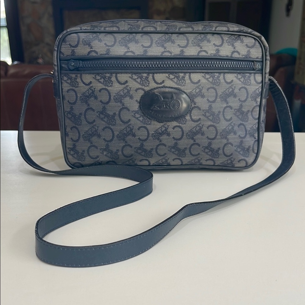 Rare Authentic Celine CC Logo Navy Vintage Shoulder Bag - Picture 2 of 16